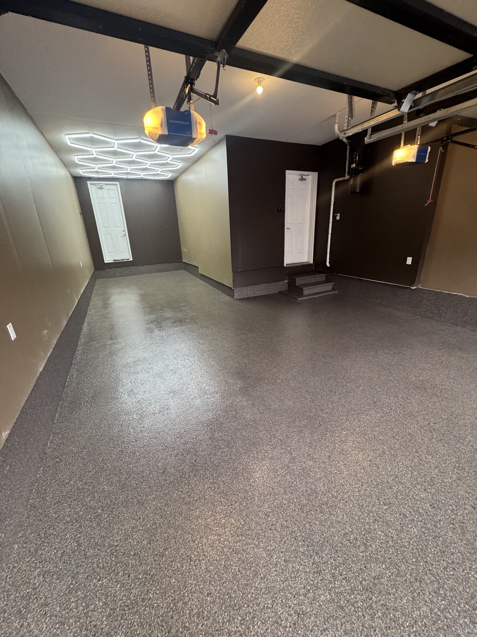 Polished garage floor coating